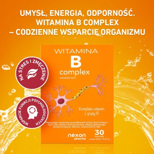 Nexon Pharma Witamina B Complex, 30 kapsułek - 8 witamin z grupy B, cholina i inozytol zmniejszają uczucie zmęczenia i znużenia - 2