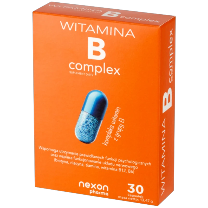 Nexon Pharma Witamina B Complex, 30 kapsułek - 8 witamin z grupy B, cholina i inozytol zmniejszają uczucie zmęczenia i znużenia - 1