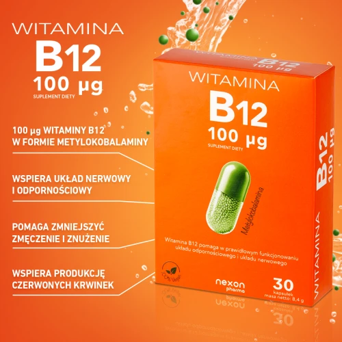 Nexon Pharma Witamina B12 100 mcg, 30 kapsułek - Zawiera metylokobalaminę – aktywną formę witaminy B12 - 2