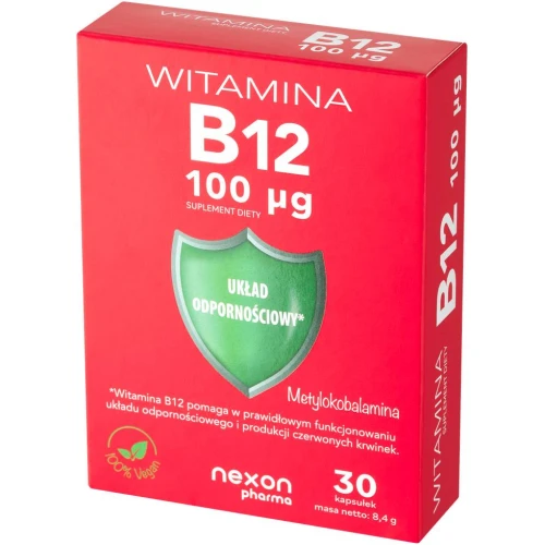 Nexon Pharma Witamina B12 100 mcg, 30 kapsułek - Zawiera metylokobalaminę – aktywną formę witaminy B12 - 1