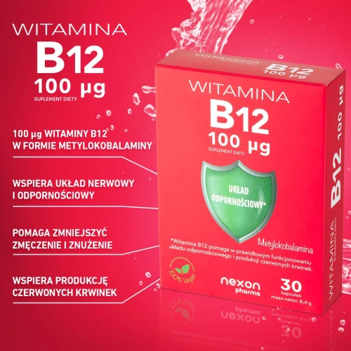 Nexon Pharma Witamina B12 100 mcg, 30 kapsułek - Zawiera metylokobalaminę – aktywną formę witaminy B12 - 2