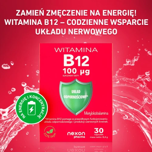 Nexon Pharma Witamina B12 100 mcg, 30 kapsułek - Zawiera metylokobalaminę – aktywną formę witaminy B12 - 3