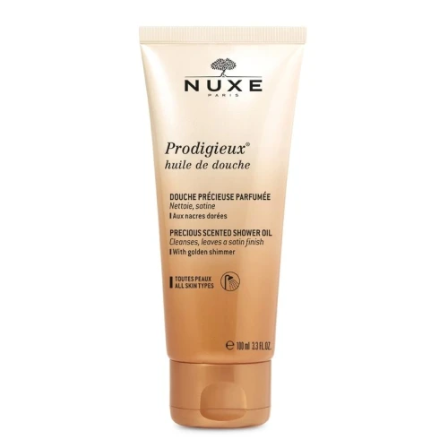 Nuxe Huile Prodigieuse Zestaw Olejek suchy, 100 ml + Olejek pod prysznic, 100ml + Szampon do włosów, 30 ml - Naturalna, luksusowa pielęgnacja twarzy, ciała i włosów - 6