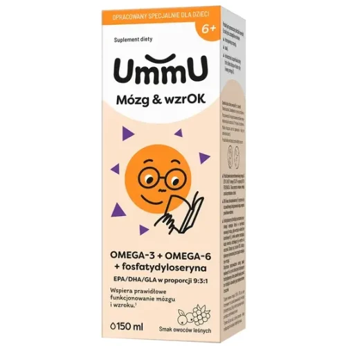 UmmU Mózg & Wzrok 6+, 150 ml - Kwasy omega, które wspierają prawidłowe funkcjonowanie mózgu i wzroku - 1