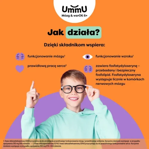 UmmU Mózg & Wzrok 6+, 150 ml - Kwasy omega, które wspierają prawidłowe funkcjonowanie mózgu i wzroku - 6
