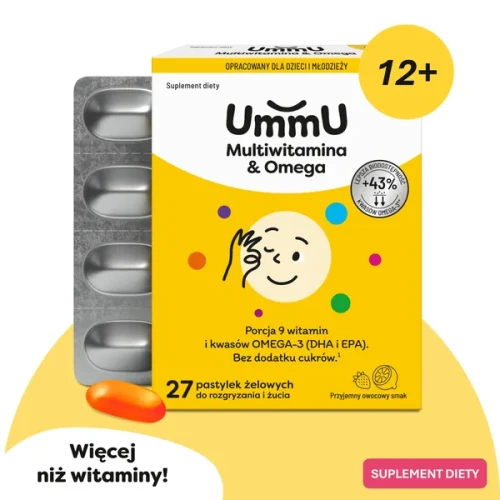 UmmU Multiwitamina & Omega 12+, 27 pastylek żelowych do żucia  - Witaminy i Omega-3 dla dzieci w okresie wytężonego wysiłku fizycznego i psychicznego - 2