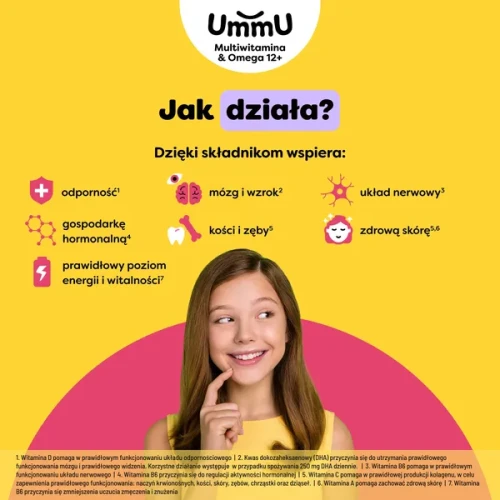 UmmU Multiwitamina & Omega 12+, 27 pastylek żelowych do żucia  - Witaminy i Omega-3 dla dzieci w okresie wytężonego wysiłku fizycznego i psychicznego - 4