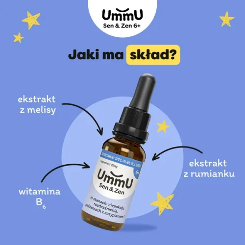UmmU Sen & Zen 6+ Krople, 30 ml - Dla dzieci powyżej 6 roku życia w stanach niepokoju i przy problemach z zasypianiem - 3