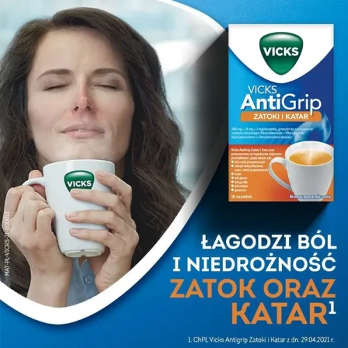 Vicks Antigrip Zatoki i Katar, 10 saszetek - Na objawy przeziębienia i grypy ze słabym lub umiarkowanym bólem zatok przynosowych - 2