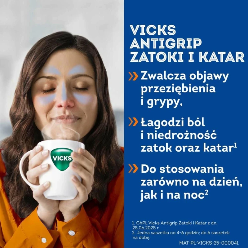 Vicks Antigrip Zatoki i Katar, 10 saszetek - Na przeziębienie i grypę - 2