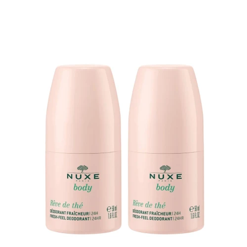 Nuxe Body Rêve de Thé 24h Dezodorant w roll-on, 2 x 50 ml - Wegański dezodorant o orzeźwiającym zapachu - 1