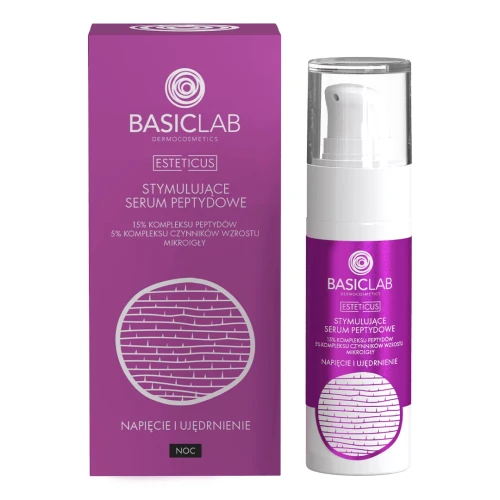 BasicLab Esteticus 15% Kompleksu Peptydów Stymulujące serum do twarzy, 30 ml - Intensywna regeneracja skóry i redukcja zmarszczek - 1