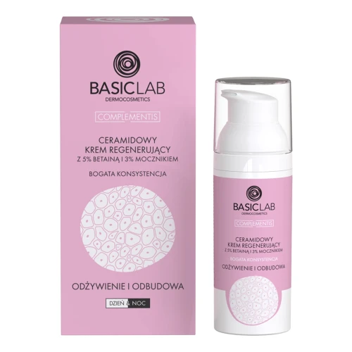 BasicLab Complementis 5% Betaina, 3% Mocznik Regenerujący krem do twarzy, 50 ml  - Nawilżenie i odbudowa bariery ochronnej skóry - 1