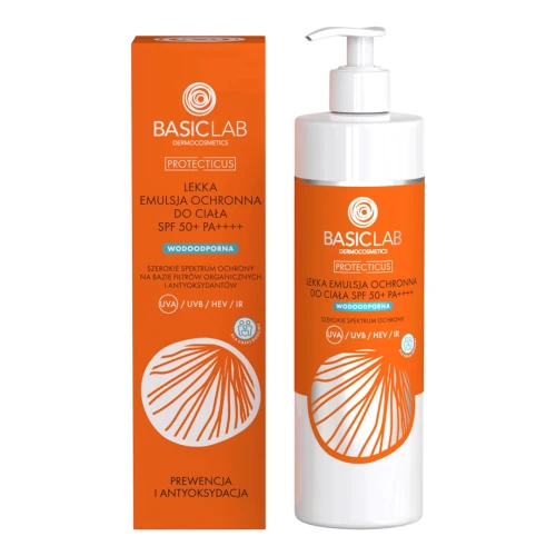 BasicLab Protecticus Lekka emulsja ochronna do ciała SPF50+ PA ++++, 300 ml - Dla całej rodziny - skóra wrażliwa i po zabiegach - 1