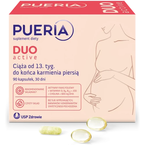 Pueria Duo Active, 90 kapsułek - Z aktywną formą kwasu foliowego dla kobiet w ciąży od 13. tygodnia do końca karmienia piersią - 2
