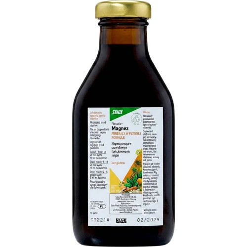 Floradix Magnez, płyn 250 ml - Ekstrakty ziołowe i koncentraty soków owocowych z magnezem - 1