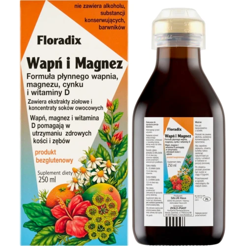 Floradix Wapń i Magnez, płyn 250 ml - W stanach zwiększonego zapotrzebowania na wapń, magnez, cynk i witaminę D - 2