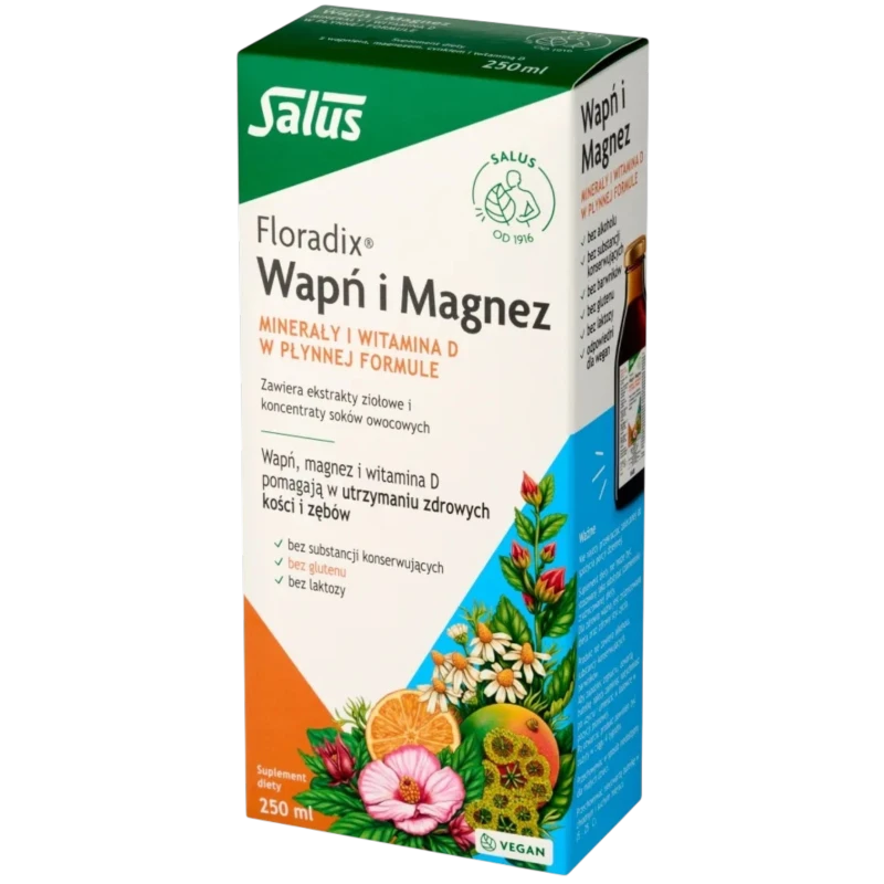 Floradix Wapń i Magnez, płyn 250 ml - Wapń, magnez, cynk i witamina D w płynie - 2