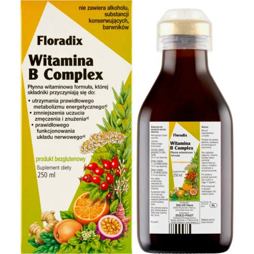 Floradix Witamina B Complex, płyn 250 ml - Dawka witamin z grupy B dla dorosłych i dzieci od 3. roku życia - 1