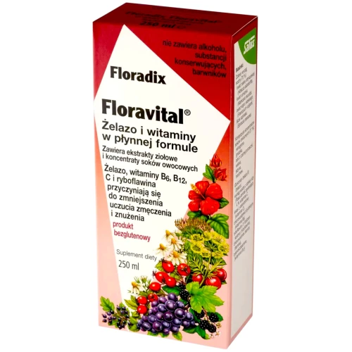 Floradix Floravital, płyn 250 ml - Bezglutenowy tonik do picia dla kobiet z niskim poziomem żelaza - 2