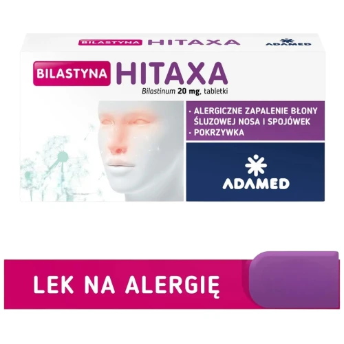 Bilastyna Hitaxa 20mg, 20 tabletek - Łagodzą objawy alergicznego zapalenia błony śluzowej nosa - 1