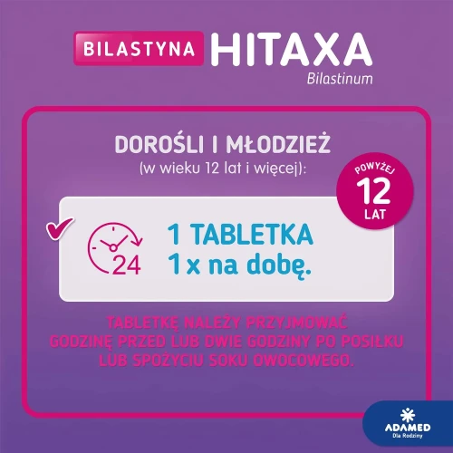 Bilastyna Hitaxa 20mg, 20 tabletek - Łagodzą objawy alergicznego zapalenia błony śluzowej nosa - 3