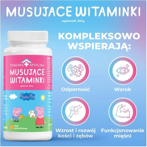 Domowa Apteczka Musujące Witaminki Peppa, 60 tabletek do ssania -  11 witamin z wapniem, dla dzieci od 3. roku życia - 2