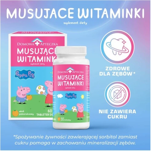 Domowa Apteczka Musujące Witaminki Peppa, 60 tabletek do ssania -  11 witamin z wapniem, dla dzieci od 3. roku życia - 3