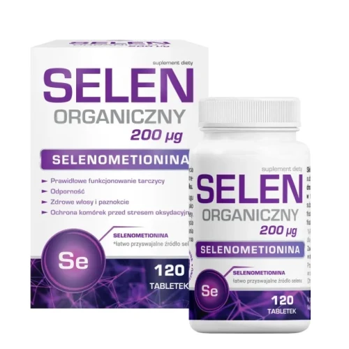 Selen Organiczny 200µg, 120 tabletek - Selenometionina wspiera odporność i zdrowie tarczycy - 1