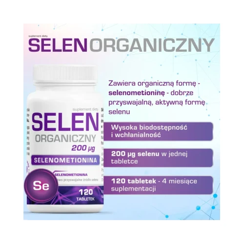 Selen Organiczny 200µg, 120 tabletek - Selenometionina wspiera odporność i zdrowie tarczycy - 3