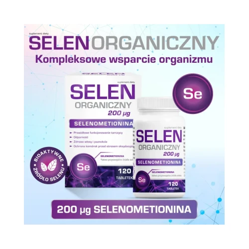 Selen Organiczny 200µg, 120 tabletek - Selenometionina wspiera odporność i zdrowie tarczycy - 4