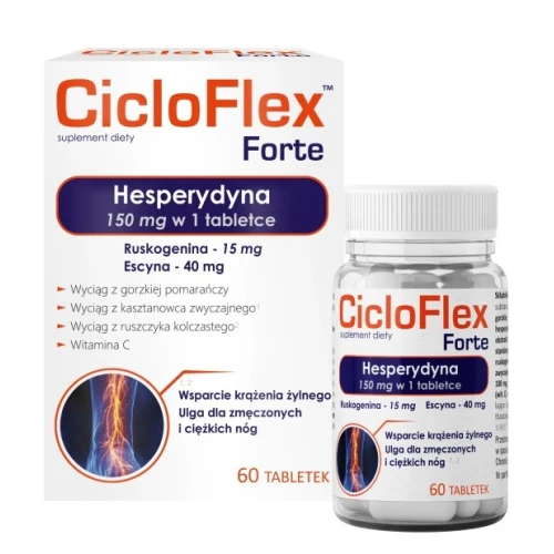CicloFlex Forte, 60 tabletek - Z  hesperydyną, kasztanowcem, ruszczykiem i witaminą C - 1