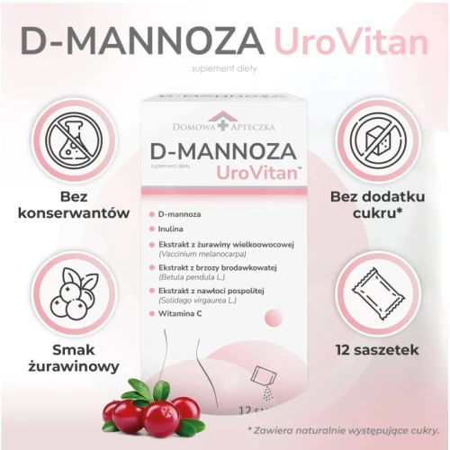 Domowa Apteczka D-Mannoza UroVitan, 12 saszetek - Ze składnikami wspierającymi prawidłowe funkcjonowanie dróg moczowych i odporności - 2