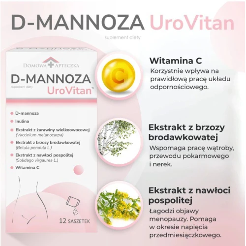 Domowa Apteczka D-Mannoza UroVitan, 12 saszetek - Ze składnikami wspierającymi prawidłowe funkcjonowanie dróg moczowych i odporności - 4