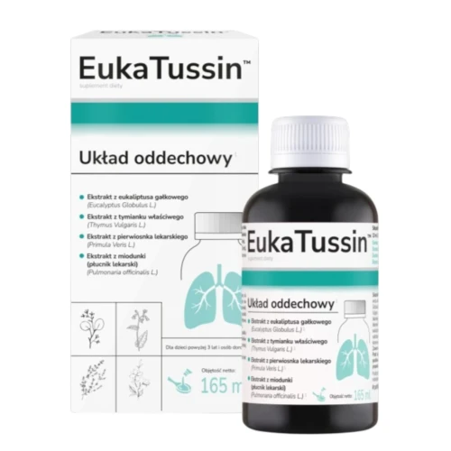 EukaTussin, płyn 165 ml - Z ekstraktami ziołowymi na podrażnione gardło i dolegliwości dróg oddechowych - 1