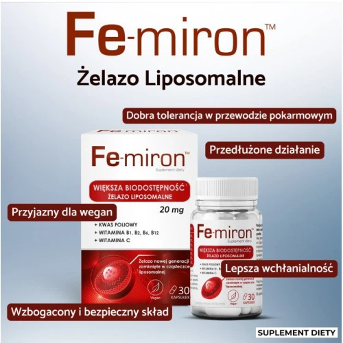 Fe-miron, 30 kapsułek - Nowoczesna liposomalna forma żelaza - 2