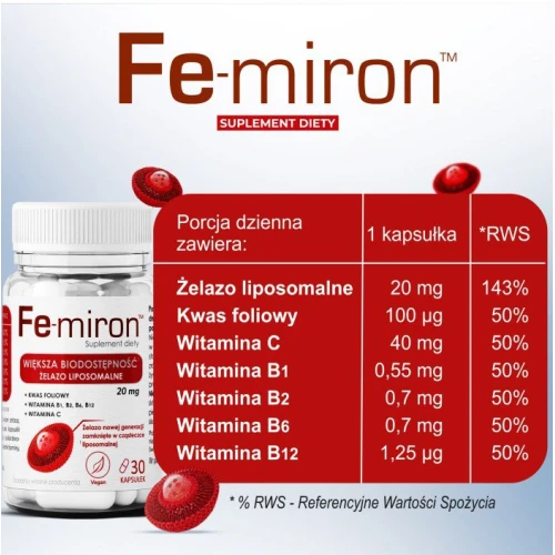 Fe-miron, 30 kapsułek - Nowoczesna liposomalna forma żelaza - 3