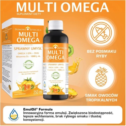 Domowa Apteczka  Multi Omega, smak tropikalny, płyn 250 ml - Omega-3 i witaminy bez posmaku ryby - 2