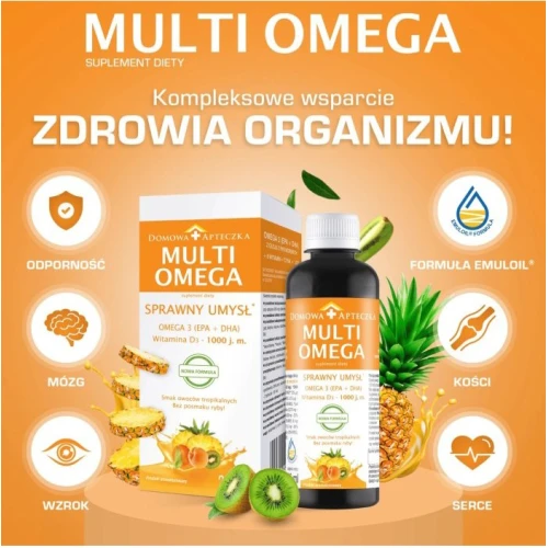 Domowa Apteczka  Multi Omega, smak tropikalny, płyn 250 ml - Omega-3 i witaminy bez posmaku ryby - 3