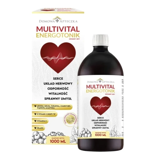 Domowa Apteczka Multivital Energotonik, płyn 1000 ml - Tonik witaminowy z ekstraktami roślinnymi i żelazem - 1