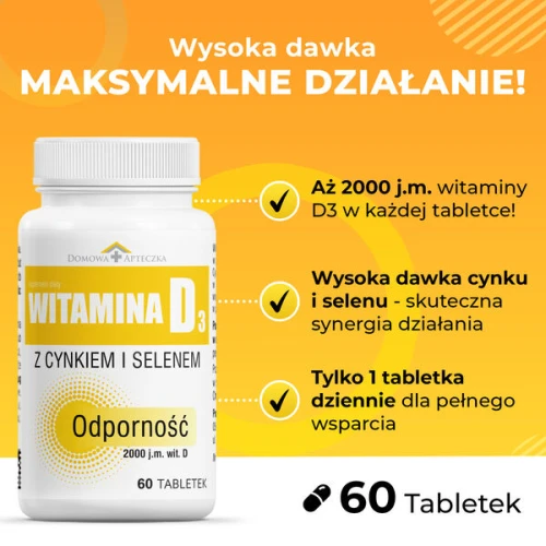 Witamina D3 + Cynk i Selen, 60 tabletek - Formuła z witaminą D, cynkiem i selenem – uzupełnienie diety - 4