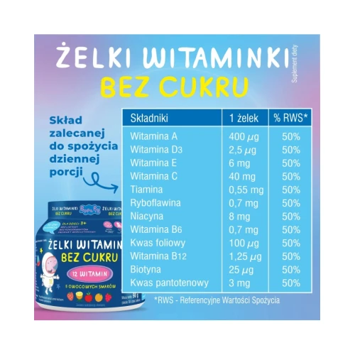 Żelki Witaminki bez cukru, 90 g - Z witaminami wspomagającymi układ odpornościowy i nerwowy - 1
