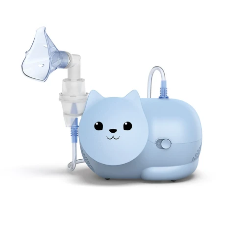 Omron Nami Cat NE-C303K-KDE Nebulizator kompresorowy, 1 sztuka - Nebulizator dla dzieci w kształcie kota z cichą pracą - 1