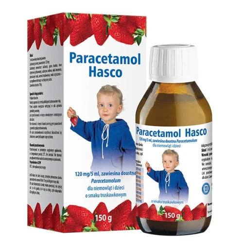 Paracetamol Hasco 120 mg/5ml, smak truskawkowy, zawiesina doustna, 150 g - Na ból i gorączkę dla dzieci i niemowląt - 1