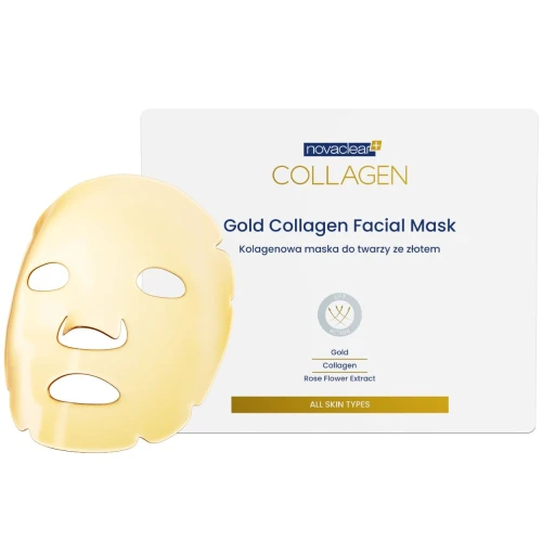 Novaclear Collagen Kolagenowa maska do twarzy ze złotem, 1 sztuka - Nawilżenie i odmłodzenie skóry z kolagenem i złotem - 1