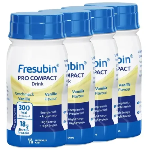 Fresubin Pro Compact Drink o smaku waniliowym, 4 x 125 ml - Dieta wysokoenergetyczna i wysokobiałkowa, bez laktozy i glutenu z wapniem i witaminą D - 1
