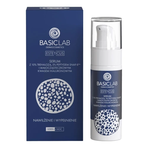 BasicLab Esteticus 10% Trehaloza, 5% Peptyd Serum do twarzy, 30 ml - Nawilżenie, odbudowa i wygładzenie zmarszczek mimicznych - 1