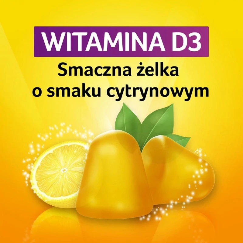 Vigantoletten Max 2000 j.m., smak cytrynowy, 60 żelek - Z witaminą D, wspierającą odporność i zdrowie kości - 1