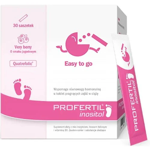 Profertil Inositol, smak jagodowy, 30 saszetek - Wspomaga równowagę hormonalną u kobiet planujących ciążę - 1