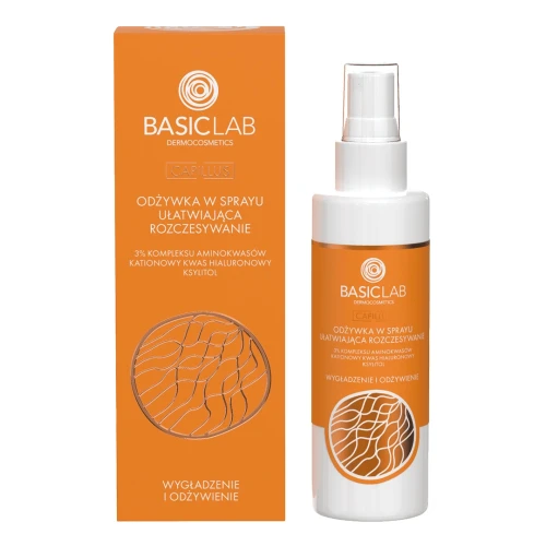 BasicLab Capillus Odżywka w spray'u ułatwiająca rozczesywanie, 150 ml - Lekka formuła nawilżająca i wygładzająca - dla zdrowych, miękkich włosów - 1